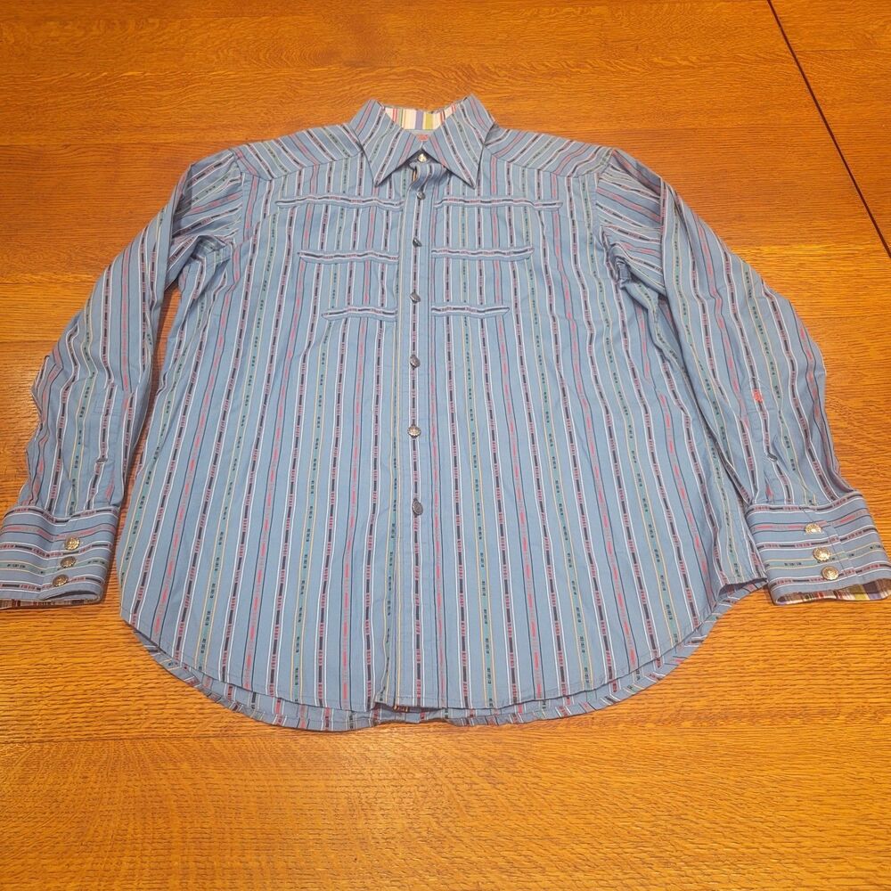 Robert Graham Dress Shirt Medium Blue Dress Shirt Mens Striped